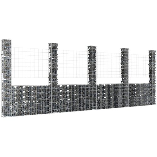 vidaXL Gabion košara U-oblike s 5 stebri železo 500x20x200 cm Cene