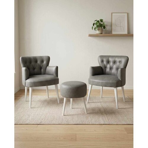 Atelier Del Sofa Az-2Rom-Byz set od 2 fotelje i taburea, siva Cene