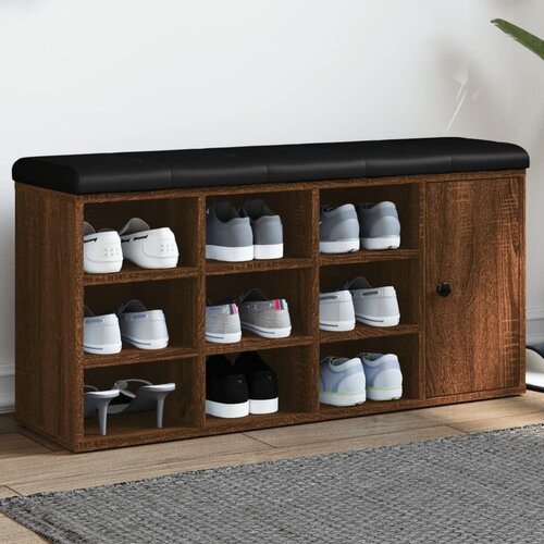  The Living Store Klop za čevlje rjavi hrast 102x32x50 cm inženirski les - Klop Za Čevlje, (21453383) Slike