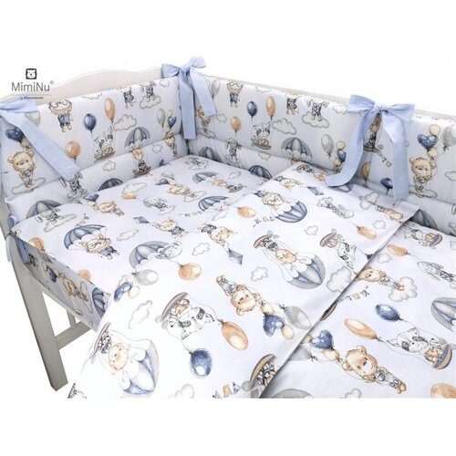 MimiNu Posteljina set 5 elem. Balon Plava (za krevetić 120x60 cm) Slike