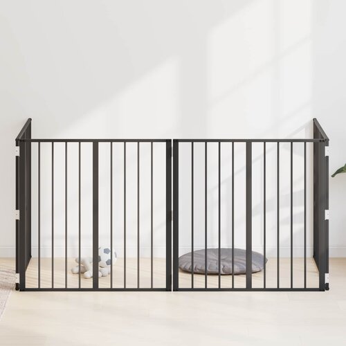  Vrata za pse 4 pcs Crna 80 x 80 cm Cinkani čelik Cene