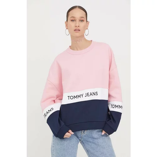 Tommy Jeans Pulover ženska, roza barva