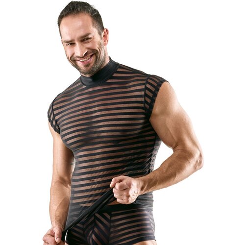 Svenjoyment Transparent Look Shirt with Horizontal Stripes 2162130 Black XL Slike