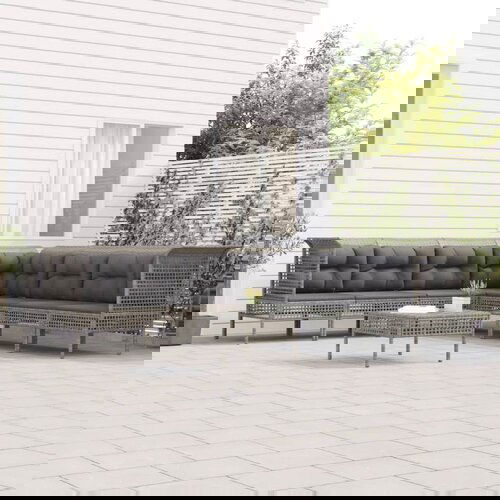  8-dijelna vrtna garnitura od poliratana s jastucima siva Cijene