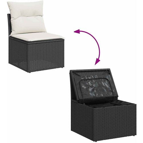  6-dijelni set vrtnih sofa s jastucima crni od poliratana bagrem Slike
