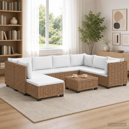 9 9 kom. Ratan Lounge Set s Jastucima GENDT Prirodni ratan Slike