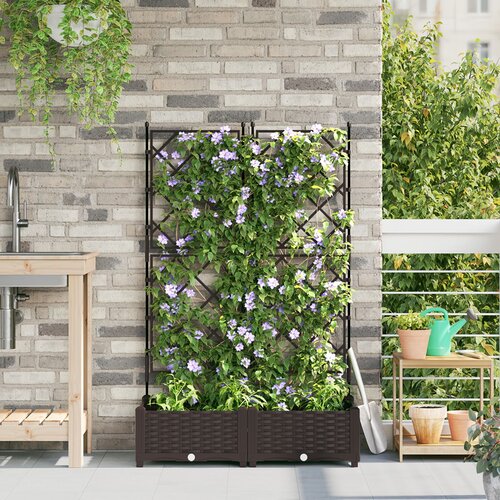 vidaXL Vrtne sadilice Smeđa Plastika 80 x 40 x 125.5 cm Sadilica kutija Cijene