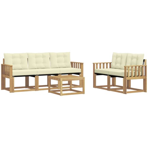  Set vanjskih sofa 6 kom. Bijela i krem Smeđa 59 x 59 x 37 cm Slike