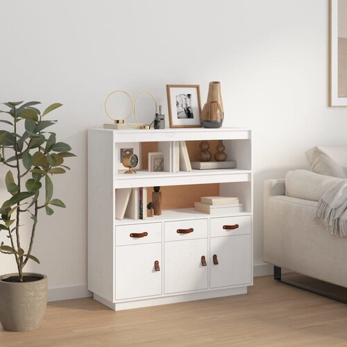 VidaXL Visoka komoda bijela 100 x 40 x 108,5 cm od masivne borovine Slike