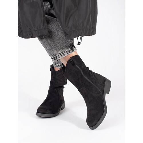 Shelvt Women&amp;#039;s black suede cowboy boots Slike