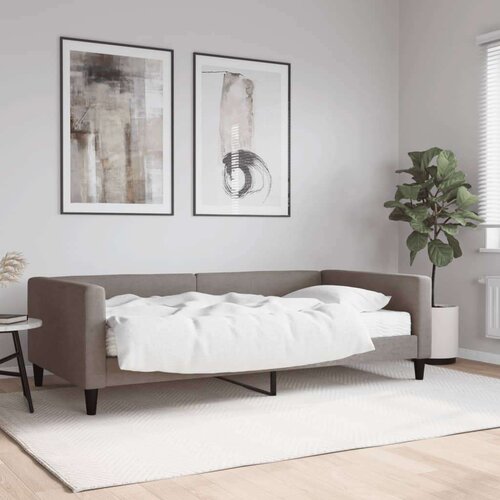  Dnevni krevet s madracem smeđesivi 100 x 200 cm od tkanine Slike