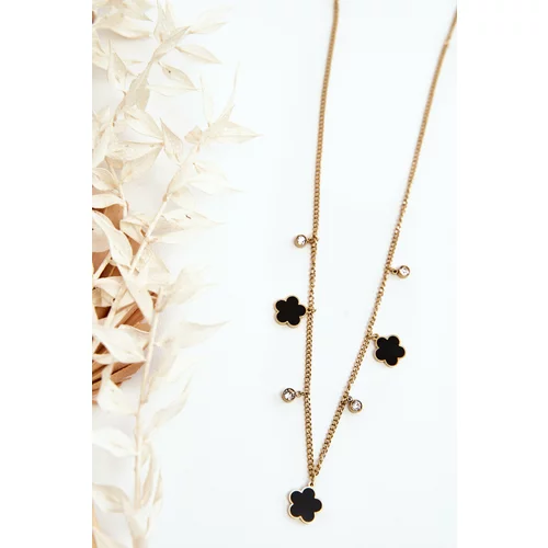 Kesi Women's gold chain with black flowers