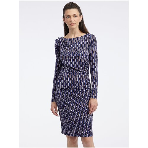 Orsay Navy Blue Women's Patterned Sheath Dress - Women's Slike