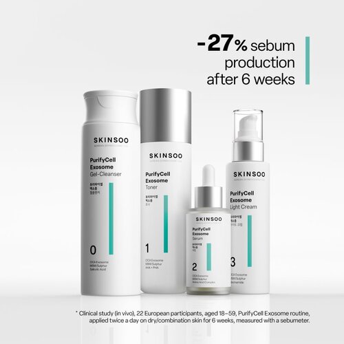 SKINSOO PurifyCell Exosome Toner pomirjajoči tonik za regulacijo sebuma 200 ml Slike