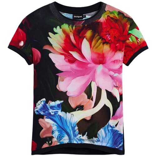 Desigual Majice s kratkimi rokavi TS_MULTIFLOWERS_LAC 26SWTK49 Modra Cene