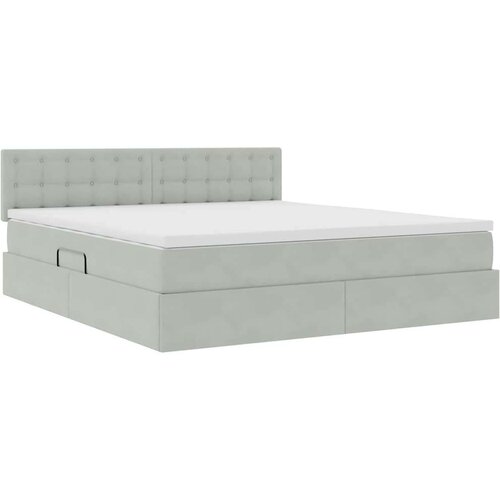  Krevet S LED lampica Svijetlo siva 160 x 200 cm Bar&amp;scaron;un Slike