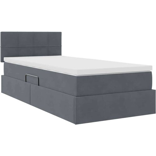  Krevet s prostorom za pohranu s LED-om Tamno siva 90 x 190 cm Slike