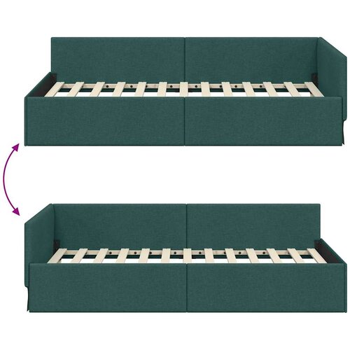  Kutni okvir kreveta Tamnozelena 90 cm x 200 cm tkanina Slike