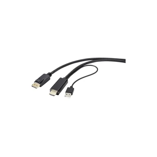 Renkforce HDMI priključni kabel 1.00 m RF-4600634 DisplayPort 1.2 crna [1x muški konektor HDMI - 1x muški konektor displayport]