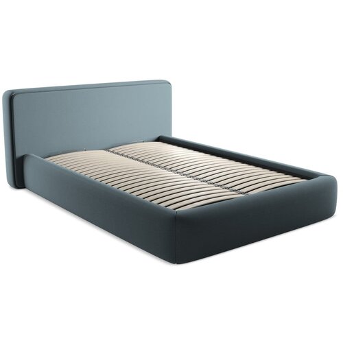 Makamii Plavi tapecirani bračni krevet s prostorom za odlaganje s podnicom 140x200 cm Kiana – Cijene