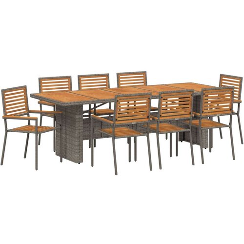  Komplet za jedilnico v vrtu 9 pcs Siva in rjava poli ratan, (5000288400) Cene