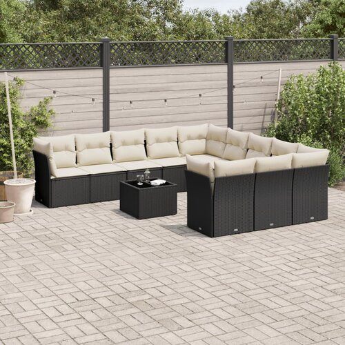  12-dijelni set vrtnih sofa od poliratana s jastucima crni Cijene