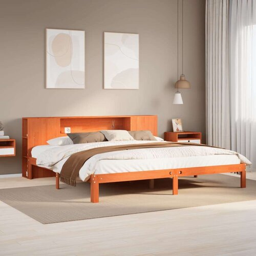 vidaXL Krevet s regalom za knjige bez madraca 180x200 cm od borovine Cene