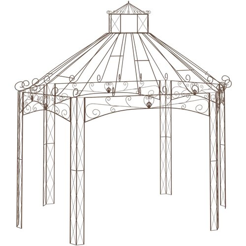 vidaXL Vrtni paviljon antično rjav 400x258x378 cm železo Cene
