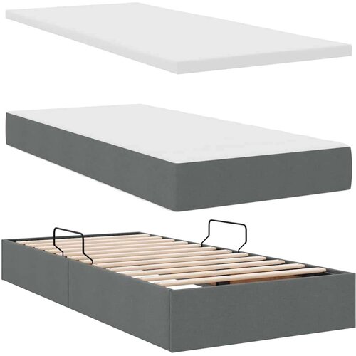  Krevet s madracem i skladi&amp;scaron;tem Tamno siva 90 x 200 cm - Tamno siva 90 x 200 cm Dizajn s jastučićima Slike