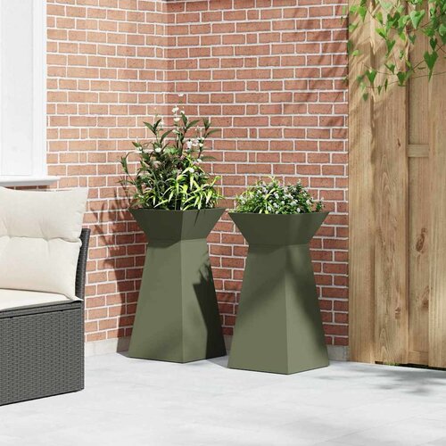  Stup saksija 2 pcs Maslinasta 35 x 35 x 73 cm Slike
