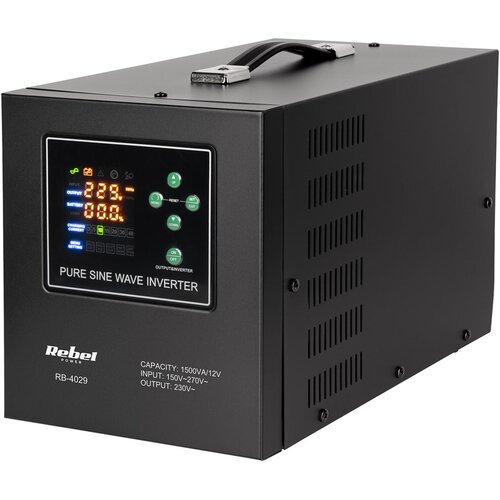 Rebel POWER-1500-LFP4 emergency power supply &ndash; a pure sine wave inverter with a 12V charging function, 230V, 1500VA /1050W Cijene