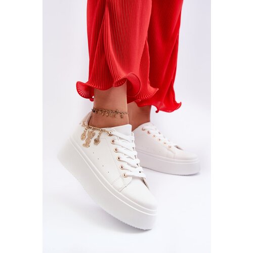 Kesi Women's Platform Sneakers with Pendants, White Tivissa Cijene