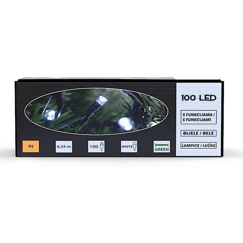 100 led, lanac, bijelo svjetlo, 8 funkcija Slike