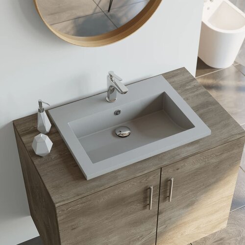 vidaXL Granitni umivalnik 600x450x120 mm siv Cene