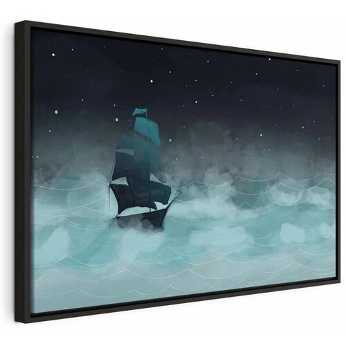  Slika - Night Waves (1 Part) Wide - Second Variant 90x60 U crnom drvenom okviru Cene
