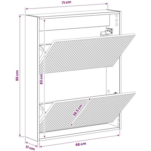  Ormar za cipele na zidu ARNHEM 71 x 17 x 86 cm - Bijela visokog sjaja Slike