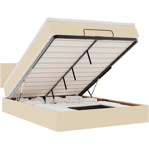 VidaXL otomanski okvir kreveta s madraca krem 140x200cm od tkanine Slike