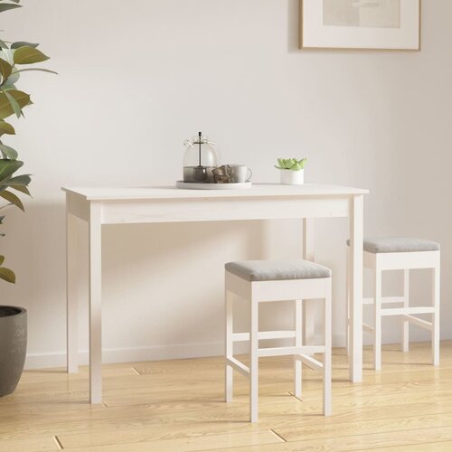 vidaXL Jedilna miza bela 110x55x75 cm trdna borovina Cene