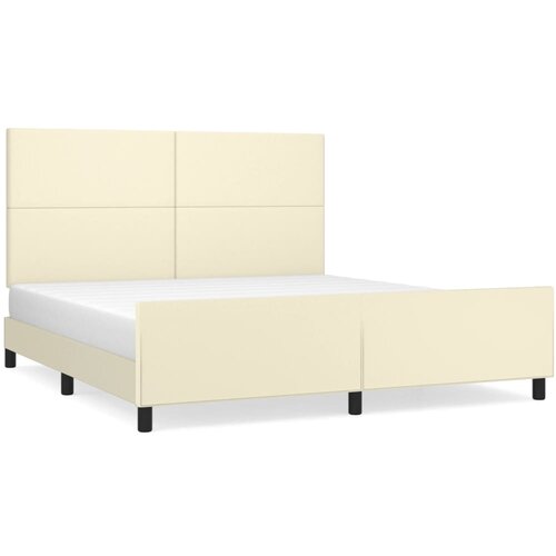 VidaXL Okvir za krevet s uzglavljem krem 160x200 cm od umjetne kože - Krema 160 x 200 cm Gladak dizajn Slike