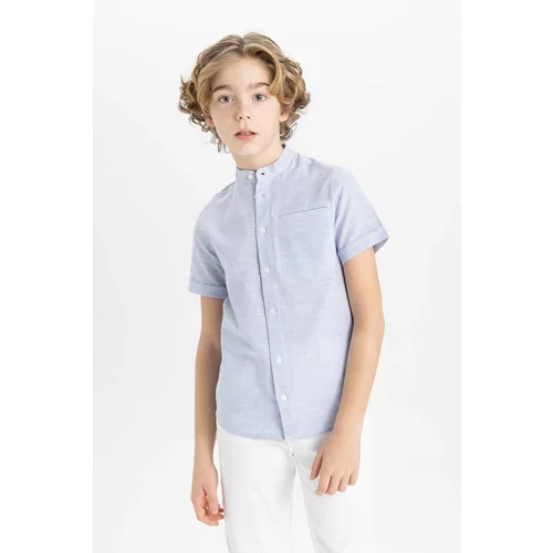 Defacto Boy Regular Fit Stand Collar Linen Look Shirt
