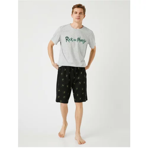 Koton Pajama Set - Black - With Slogan
