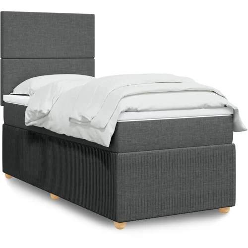 vidaXL Box spring postelja z vzmetnico temno siva 100x200 cm blago vidaXL Box spring postelja z vzmetnico temno siva 100x200 cm blago