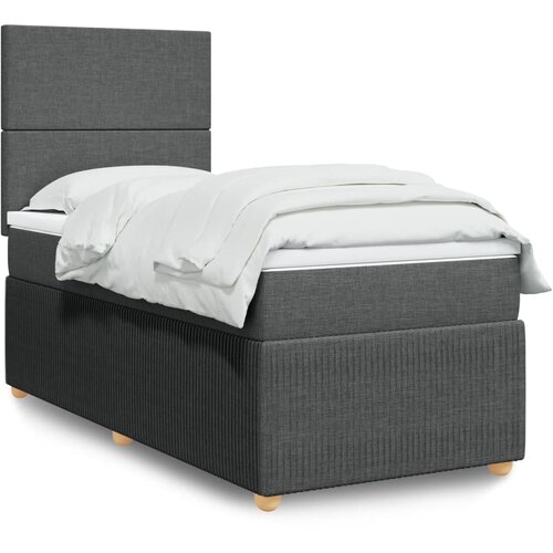 VidaXL Krevet s oprugama i madracem tamnosivi 100 x 200 cm od tkanine Slike