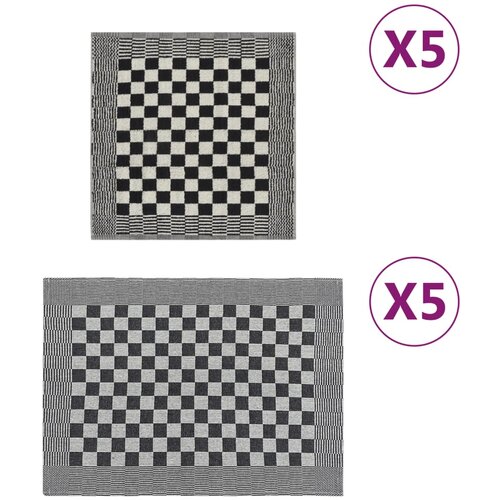 vidaXL Komplet brisač 10-delni črn in bel bombaž Cene