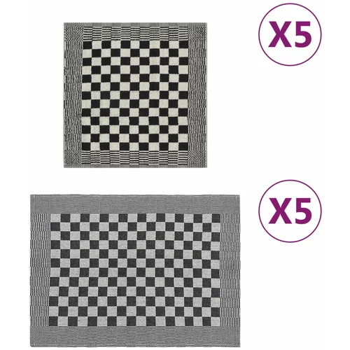 vidaXL Komplet brisač 10-delni črn in bel bombaž