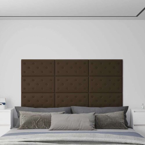  Zidna uzglavlja 12 pcs Smeđa 60 x 30 cm Lažna koža - Smeđa 60 x 30 cm Cijene