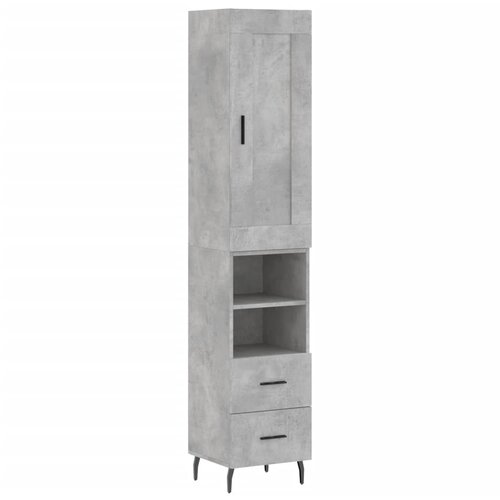 Maison Chic Visoka omara - Komoda - Predalnik betonsko siva 34,5x34x180 cm inženirski les, (21721838) Cene