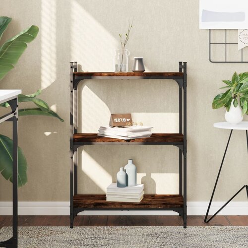 VidaXL Knjižna omara 3-nadstropna dimljen hrast 60x30x86 cm inž. les Slike