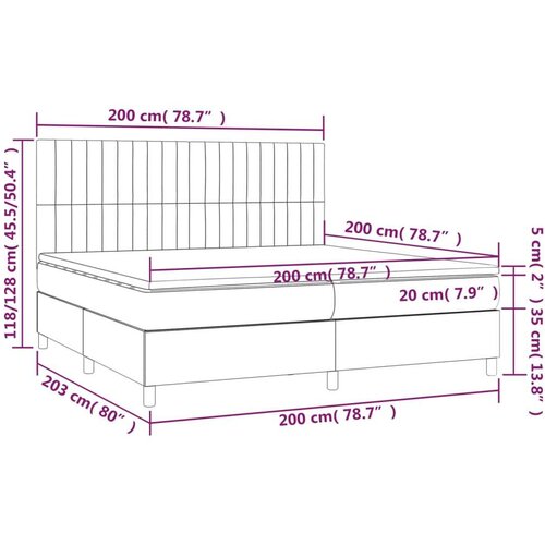  Krevet box spring s madracem LED tamnosmeđi 200x200 cm tkanina Slike