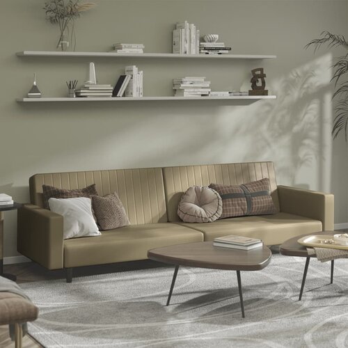  The Living Store Kavč dvosed z ležiščem kapučino umetno usnje - Raztegljiv Kavč, (21501716) Cene
